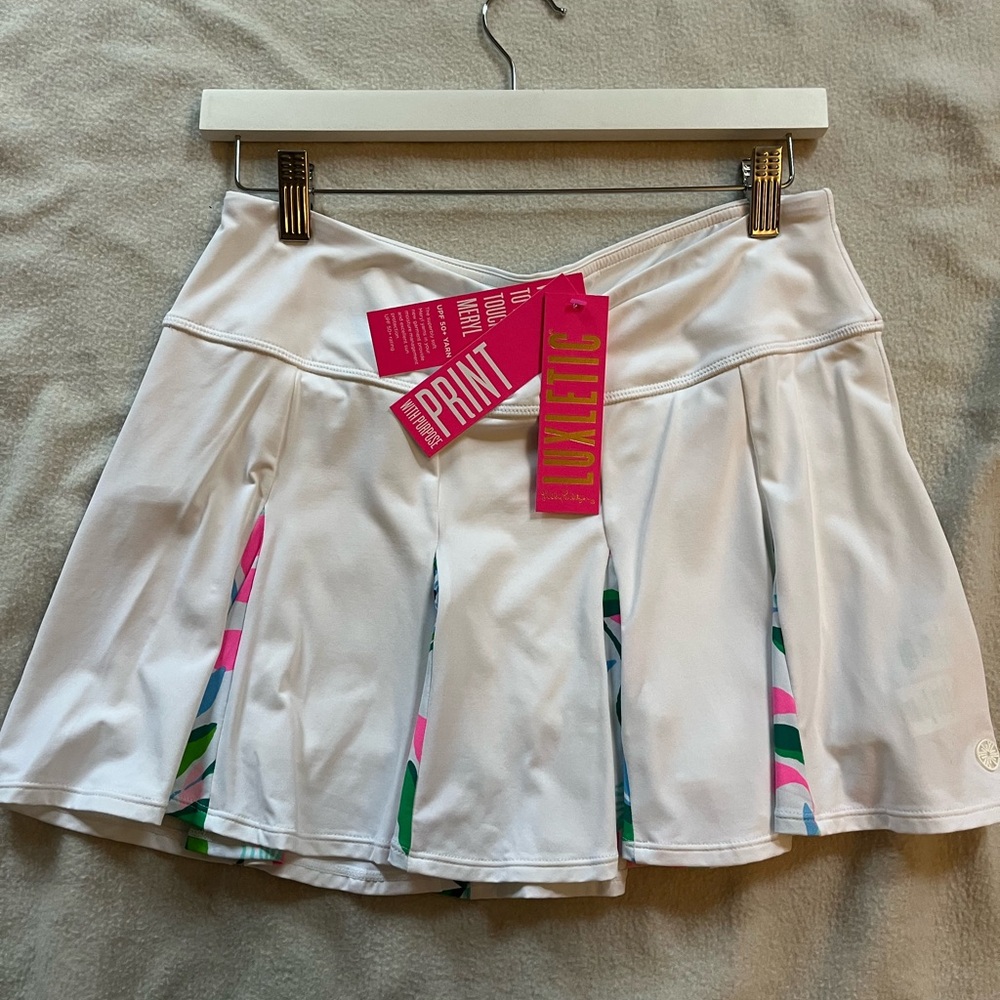 Lilly Pulitzer White Skort with Pink, Blue & Green Insets